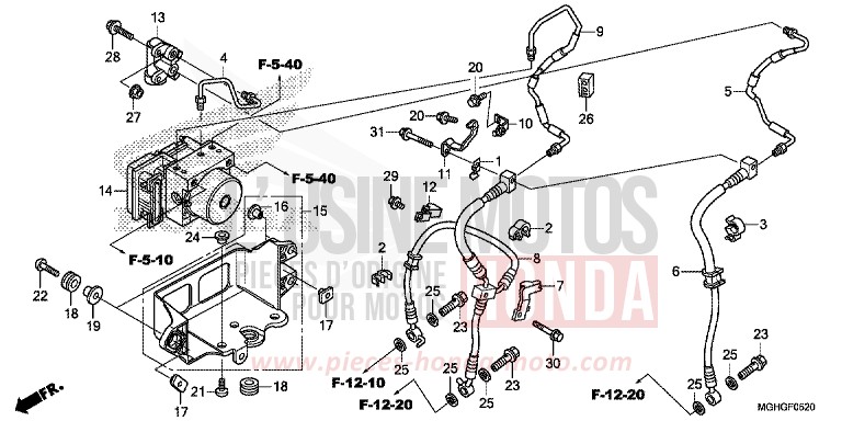 MODULATEUR ABS de VFR1200X "Crosstourer" Méca CANDY PROMINENCE RED (R342B) 2016